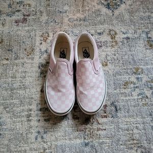 Kids Checkered Light Pink Slip Ons